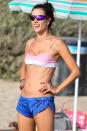 <p>Alessandra Ambrosio was spotted having some fun under the sun at a beach in Los Angeles.</p>