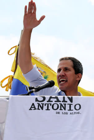 Venezuelan opposition leader Juan Guaido, who many nations have recognised as the country's rightful interim ruler, attends a rally in San Antonio, Venezuela, March 30, 2019. REUTERS/Manaure Quintero