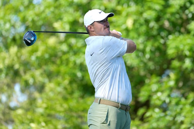 American Chris Gotterup fired a seven-under par 64 to grab a one-stroke lead after Friday's second round of the PGA Myrtle Beach Classic (Raj Mehta)