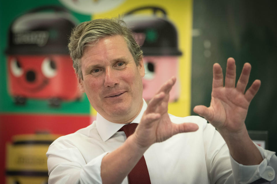 Labour Leader Keir Starmer during a visit to Stevenage, Hertfordshire, to discuss the economic recovery in the wake of COVID 19.