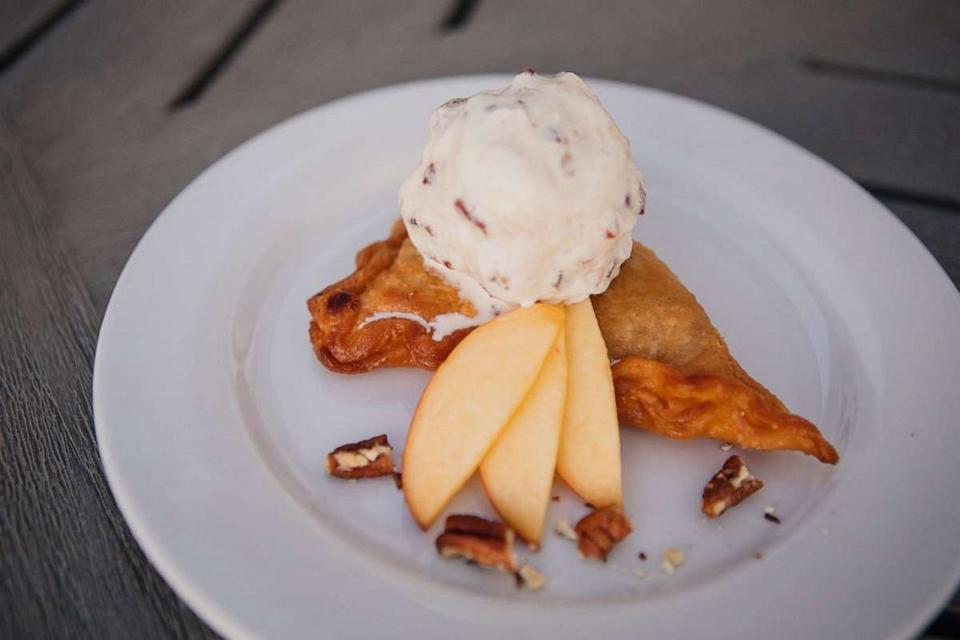 PHOTO: Fried peach pie with candied pecan ice cream. (Emily Lane McClish)