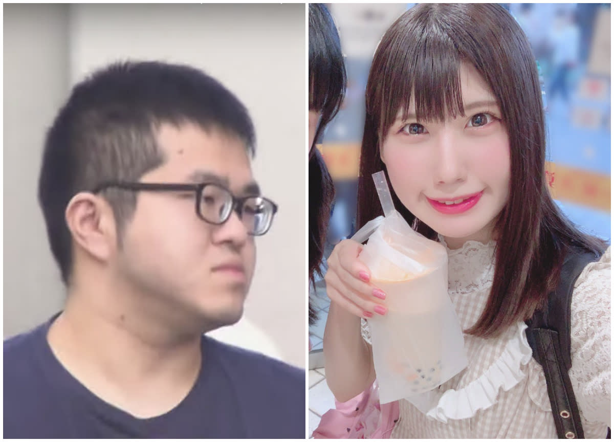 J-pop star Ena Matsuoka (right) and her stalker. (Photos: Twitter/Ena Matsuoka, YouTube screenshot)