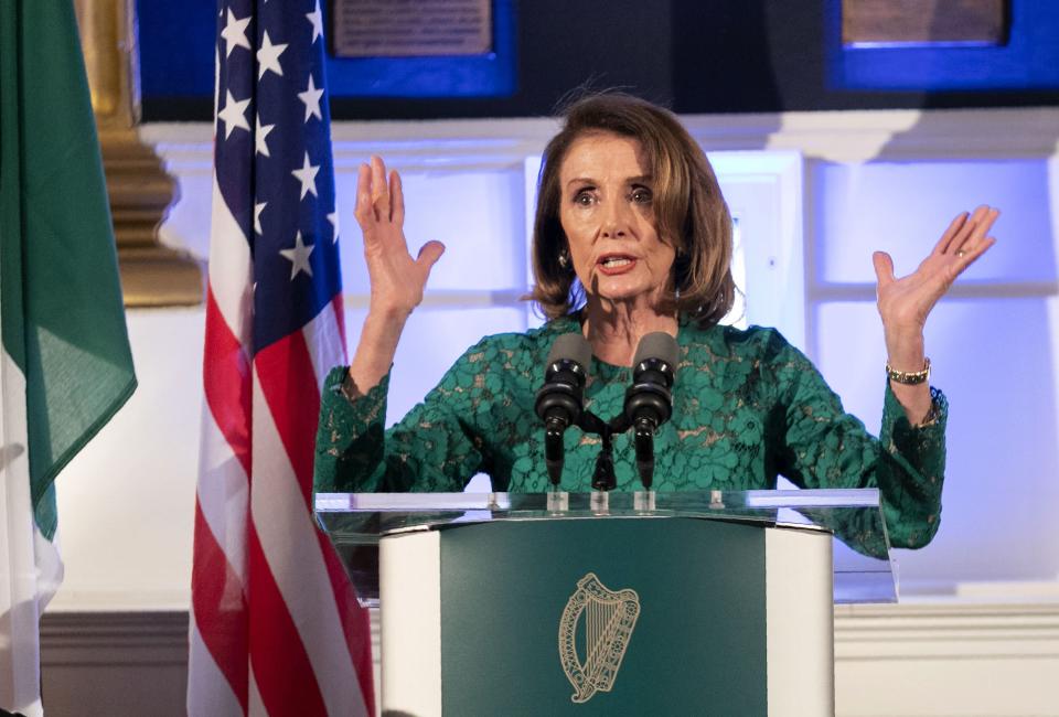 House Speaker Nancy Pelosi (D-Calif.) said in the Democratic caucus call:&nbsp;&ldquo;We don&rsquo;t have to go to articles of impeachment to obtain the facts, the presentation of facts." (Photo: IAIN WHITE via Getty Images)