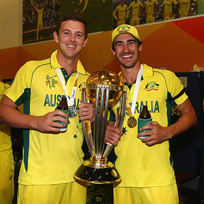 Young fast bowlers Josh Hazlewood and Mitchell Starc.