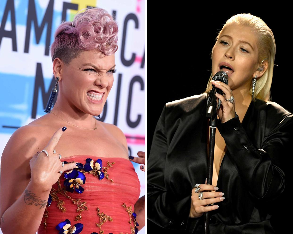 Geht der Zickenkrieg zwischen Pink und Christina Aguilera von Neuem los? (Bild: Ap Photo/ Getty Images)