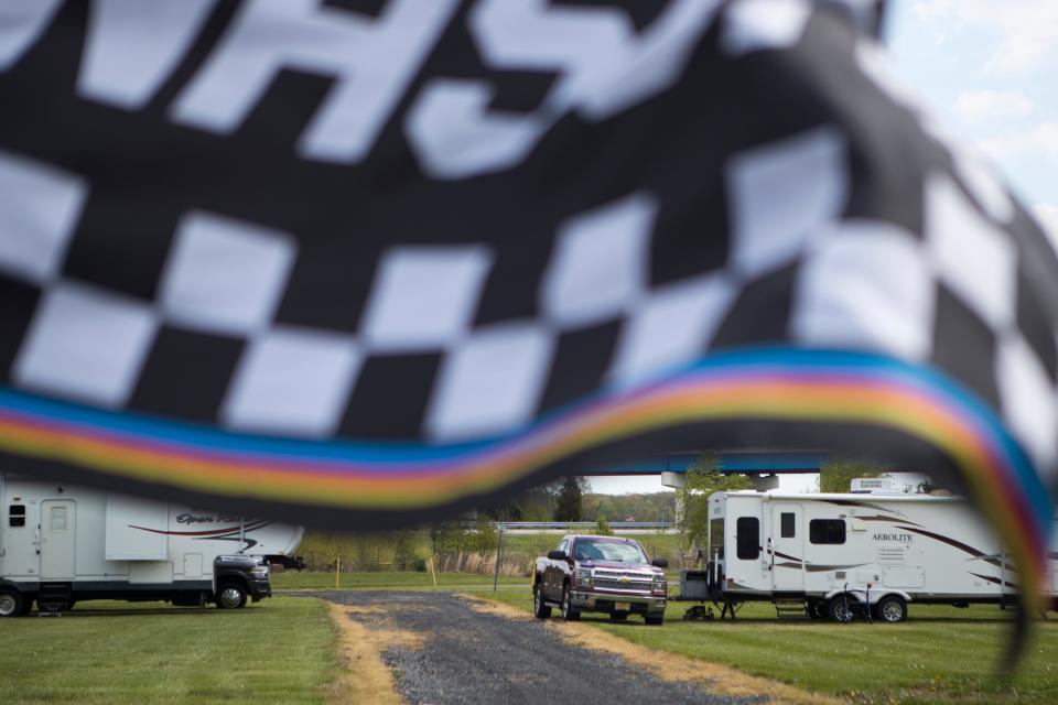 Campers and RV's begin to arrive at Dover Motor Speedway ahead of this weekend's NASCAR races Wednesday, April 27, 2022. 