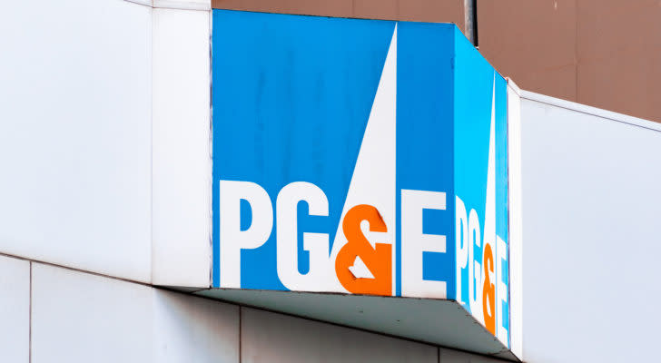 the PG&E logo on the front of a building
