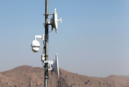 Electronic surveillance equipment is seen along the border fence outside the Kitton outpost on the border with Afghanistan in North Waziristan, Pakistan October 18, 2017. REUTERS/Caren Firouz