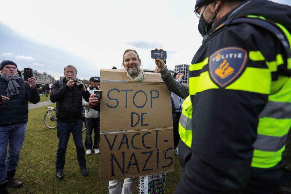 protests coronavirus lockdowns Amsterdam Netherlands