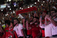 Morocco fans attend the World Cup group F soccer match between Canada and Morocco at the Al Thumama Stadium in Doha , Qatar, Thursday, Dec. 1, 2022. (AP Photo/Manu Fernandez)