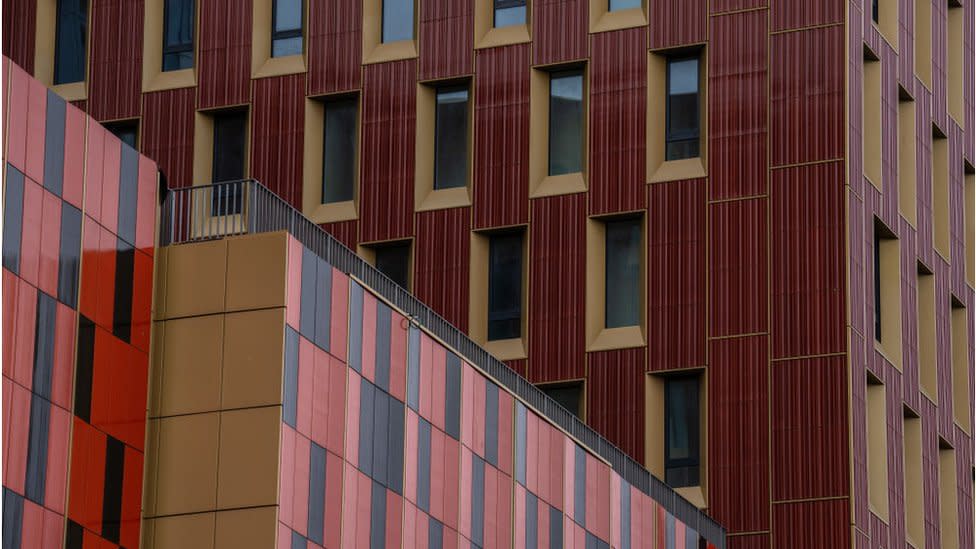 Construction work continues on apartment blocks on March 15, 2024 in London