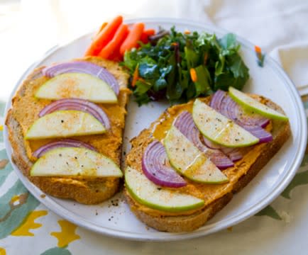 Sweet Potato Apple Hummus Tartine