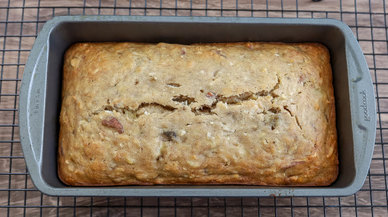 baked hummingbird bread in a pan