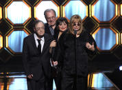 David L. Lander, Michael McKean, Cindy Williams, and Penny Marshall of "<a href="http://tv.yahoo.com/laverne-and-shirley/show/31662" data-ylk="slk:Laverne & Shirley;elm:context_link;itc:0;sec:content-canvas" class="link ">Laverne & Shirley</a>" at the 10th Annual TV Land Awards at the Lexington Avenue Armory on April 14, 2012 in New York City.