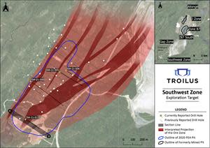 Plan View Map of Southwest Zone with Location of New Drill Results