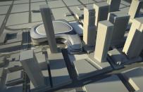 This is one of four new images of Edmonton's proposed downtown arena released on April 25, 2012. The images are part of preliminary design work, and provide a starting point for evaluating possible options for building amenities and construction feasibility. The design work and images will continue to evolve based on review by the City, the Katz Group, the architect and the project manager. Buildings around the arena in the conceptual images represent possible development, not formal plans.