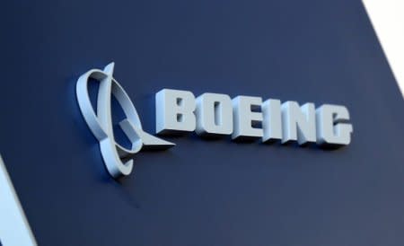 FILE PHOTO: The Boeing logo is pictured at the Latin American Business Aviation Conference & Exhibition fair (LABACE) at Congonhas Airport in Sao Paulo, Brazil August 14, 2018. REUTERS/Paulo Whitaker/File Photo