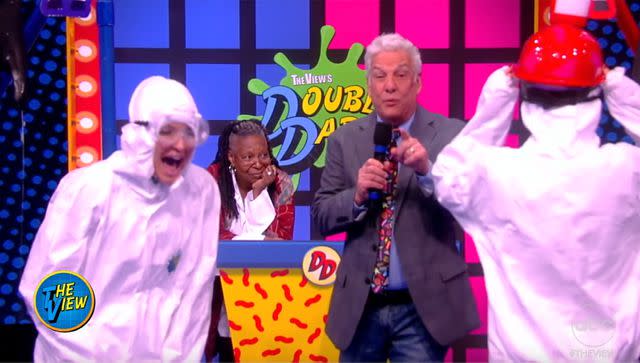 <p>ABC</p> Whoopi Goldberg watches 'The View' hosts play 'Double Dare'