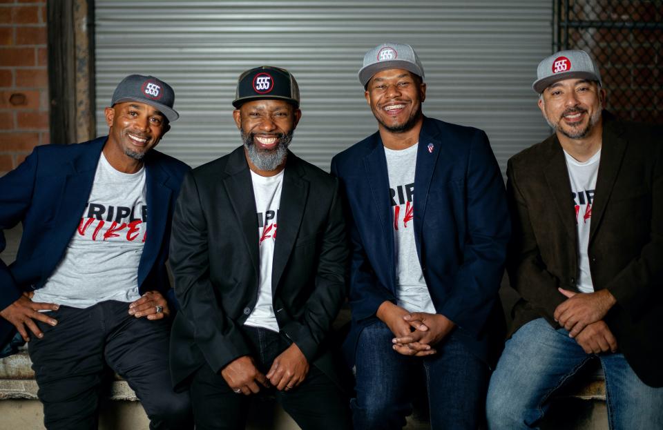 Former 82nd Airborne Division paratroopers Kuther "Rod" Graham, Chris McPhee, Curtez Riggs and Ruben Ayala joined forces to start Triple Nikel Apparel in November 2020. The brand was picked up to be featured in Kohl's starting last month.