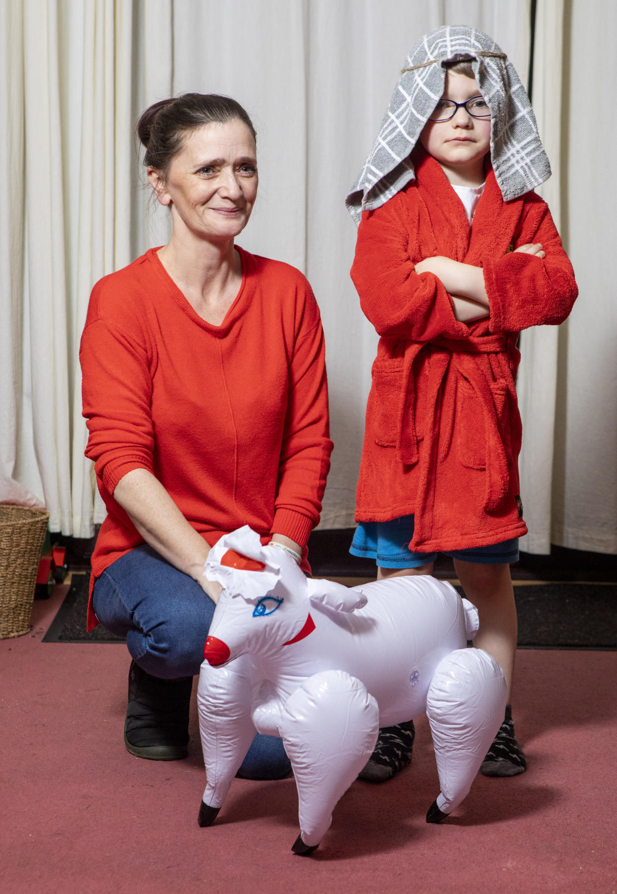 Helen initially thought that the blow up sheep that came with the shepherd costume was a bonus (SWNS)