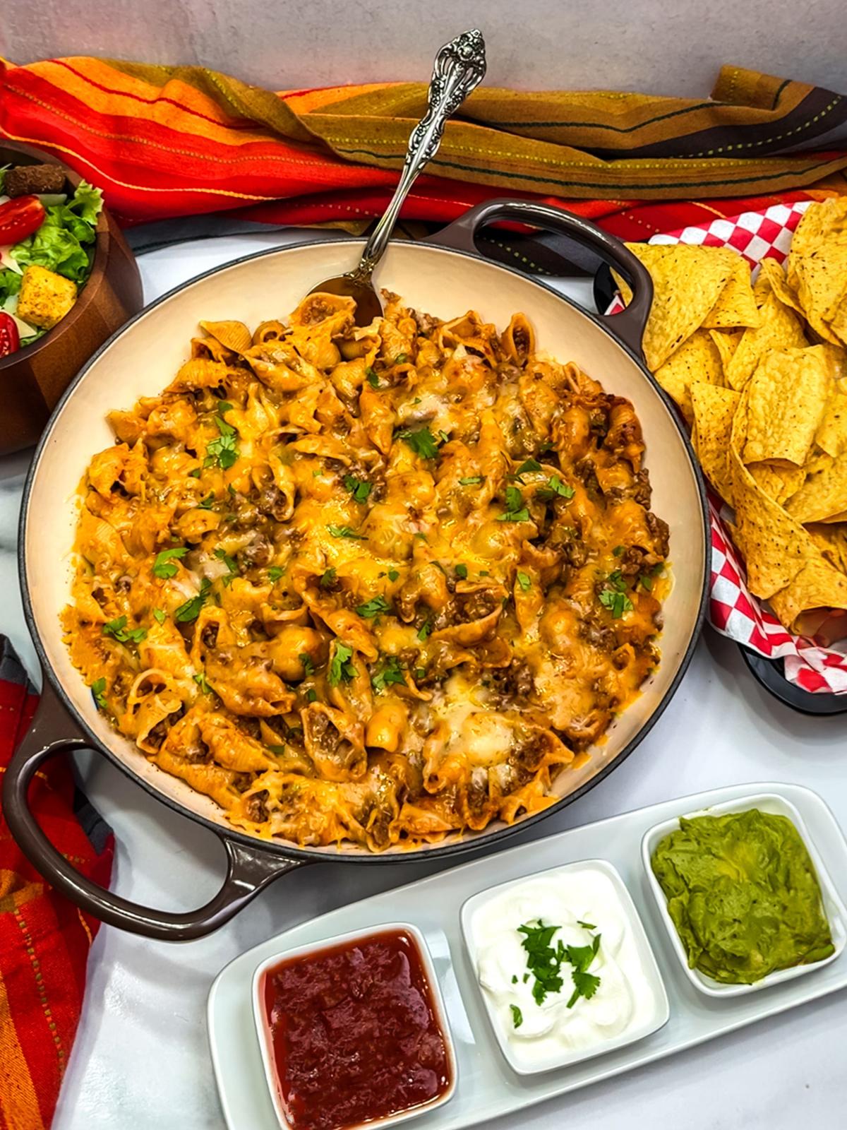 Put one-pan taco pasta on the table for Cinco de Mayo | Chula King