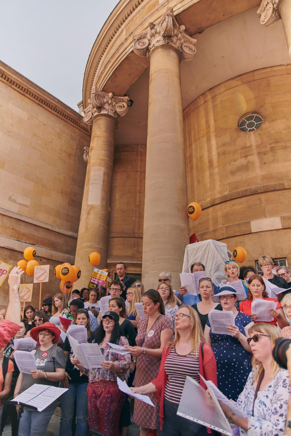 London swelled with protests against Donald Trump during his visit to the U.K., including a giant baby blimp.