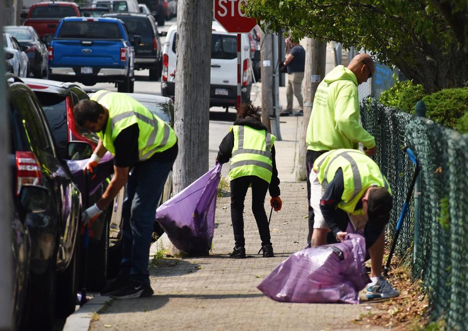 Crews are busy cleaning up near Columbia Street in Fall River as part of a program to help homeless residents get back into the workforce.