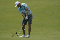 Jordan Spieth hits from the fairway on the 16th hole during a practice round at the PGA Championship golf tournament on the Ocean Course Tuesday, May 18, 2021, in Kiawah Island, S.C. (AP Photo/Matt York)