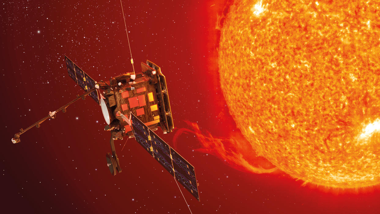 Artist impression of The Solar Orbiter getting close to the Sun. (BEIS via PA)