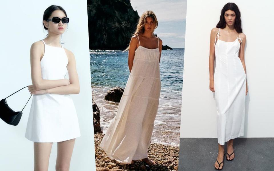 今年夏天ZARA也推出了非常多種款式的白色洋裝 圖片來源：ZARA