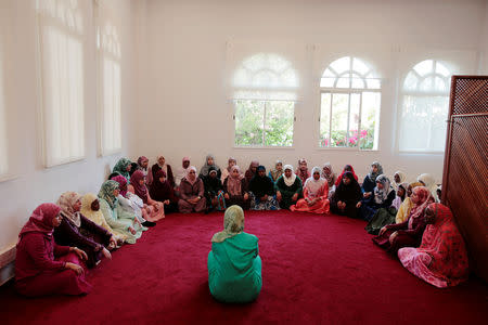 Students learn to recite the Koran at Mohammed VI Institute for training Imams in Rabat, Morocco April 16, 2019. Picture taken April 16, 2019. REUTERS/Youssef Boudlal