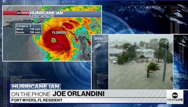 PHOTO: Joe Orlandini, a Fort Meyers Beach, Fla. resident whose neighborhood incurred severe damage, calls into ABC News Live. (ABC News)