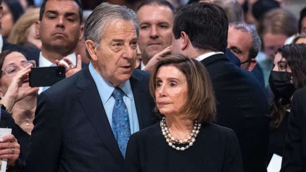 PHOTO: House Speaker, Nancy Pelosi with her husband Paul Pelosi attend mass at St. Peter's Basilica, in Rome, June 29, 2022. (LightRocket via Getty Images, FILE)