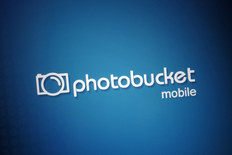 The Photobucket logo on a mobile screen