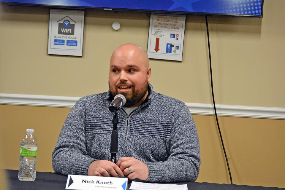 Ward 1 Columbia City Council candidate Nick Knoth speaks during a recent forum hosted by the Columbia Board of Realtors.