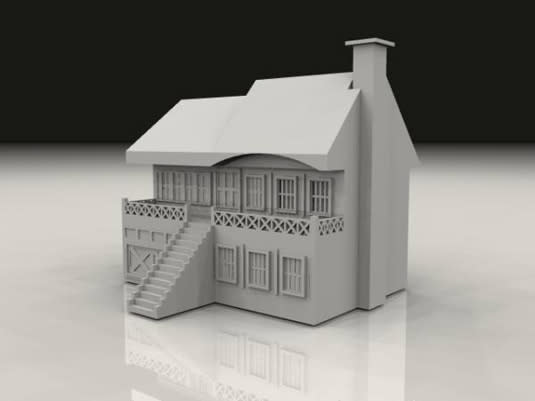 A 3D model of a fancy house