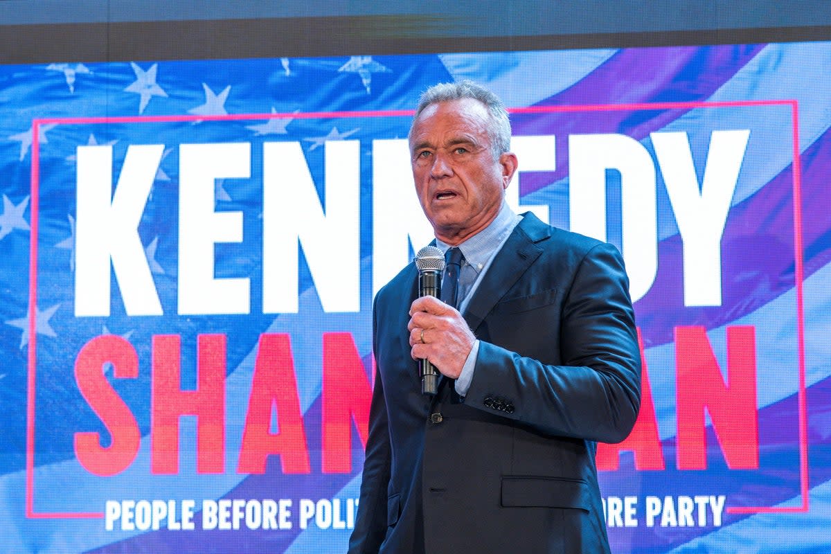 Robert F. Kennedy Jr. speaks to attendees during a press conference in New York, U.S., May 1, 2024. ( REUTERS /  Eduardo Munoz)