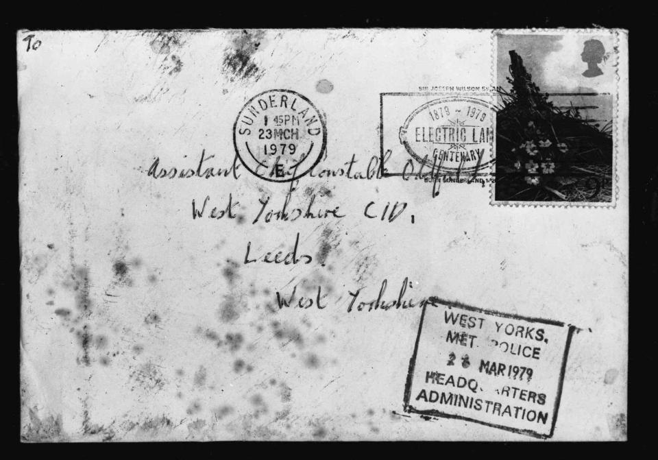 An envelope sent to West Yorkshire CID by John Humble, the hoaxer known as 'Wearside Jack' - Shutterstock