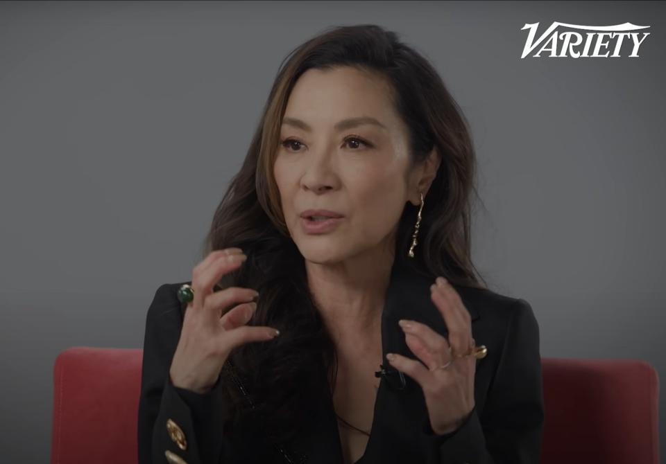 screencap of Michelle Yeoh speaking with Cate Blanchett