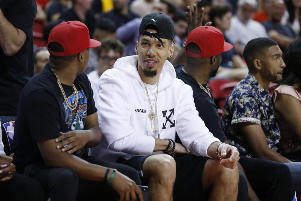 LAS VEGAS, NEVADA - JULY 10: Danny Green of the Los Angeles Lakers looks on courtside during the game between the Los Angeles Lakers and the New York Knicks during the 2019 Summer League at the Thomas & Mack Center on July 10, 2019 in Las Vegas, Nevada. NOTE TO USER: User expressly acknowledges and agrees that, by downloading and or using this photograph, User is consenting to the terms and conditions of the Getty Images License Agreement. (Photo by Michael Reaves/Getty Images)