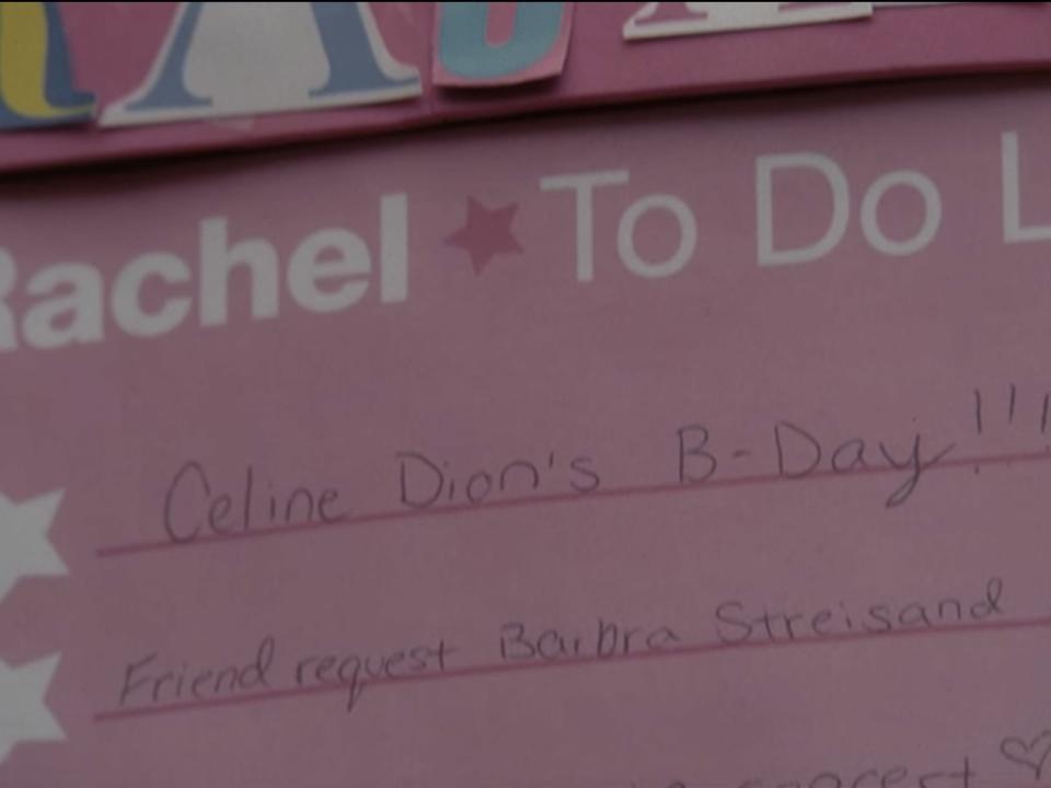 Rachel's list of things to do.