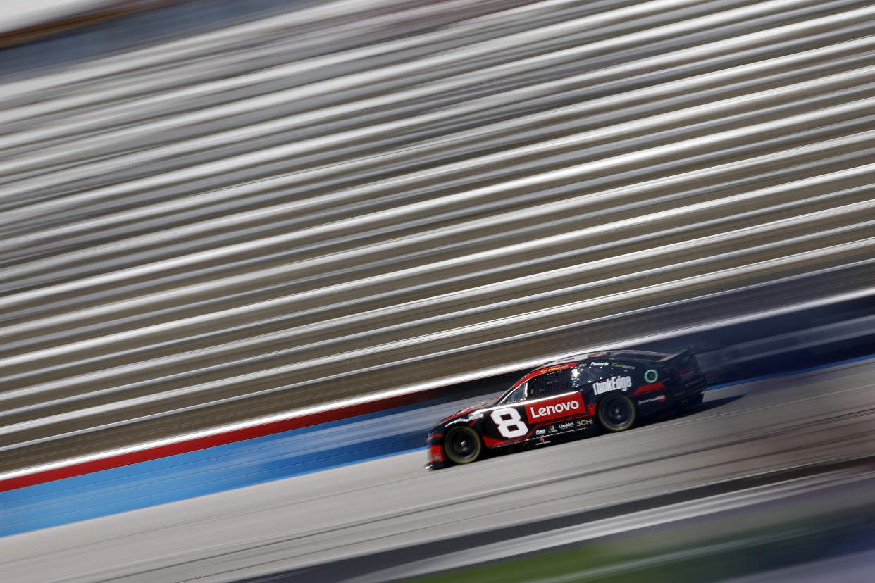 FORT WORTH, TEXAS - SEPTEMBER 24: Tyler Reddick, driver of the #8 Lenovo/ThinkEdge Chevrolet, drives during practice for the NASCAR Cup Series Auto Trader EchoPark Automotive 500 at Texas Motor Speedway on September 24, 2022 in Fort Worth, Texas. (Photo by Chris Graythen/Getty Images)
