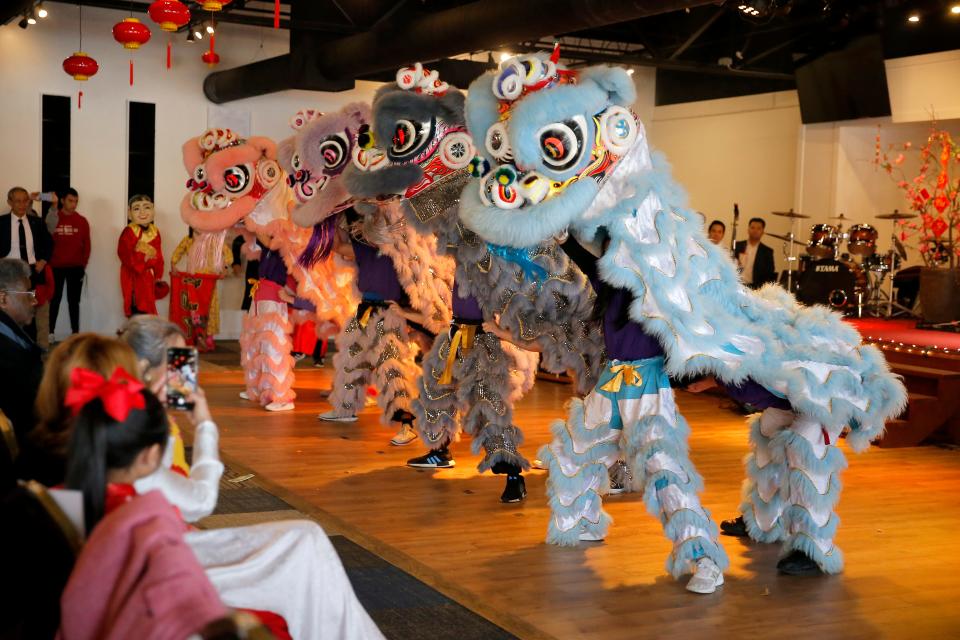 GQ Lion Dance from the Giac Quang Temple performs during a Lunar New Year Celebration hosted Vietnamese American Community of Oklahoma.