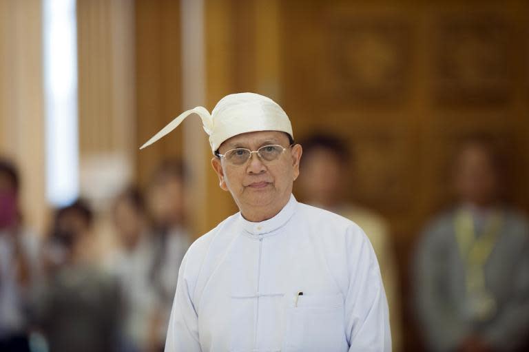 Myanmar President Thein Sein attends the last day of ninth session of the Myanmar parliament regular session, in Naypyidaw, on March 26, 2014