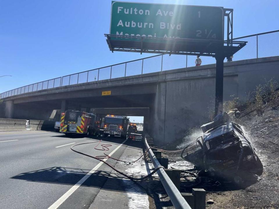 Major injuries were reported in a vehicle crash Thursday on the Capital City Freeway at the Watt Avenue overpass near Del Paso Regional Park in Sacramento.