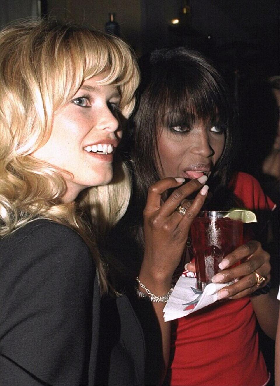 Models Claudia Schiffer and Naomi Campbell get together at t