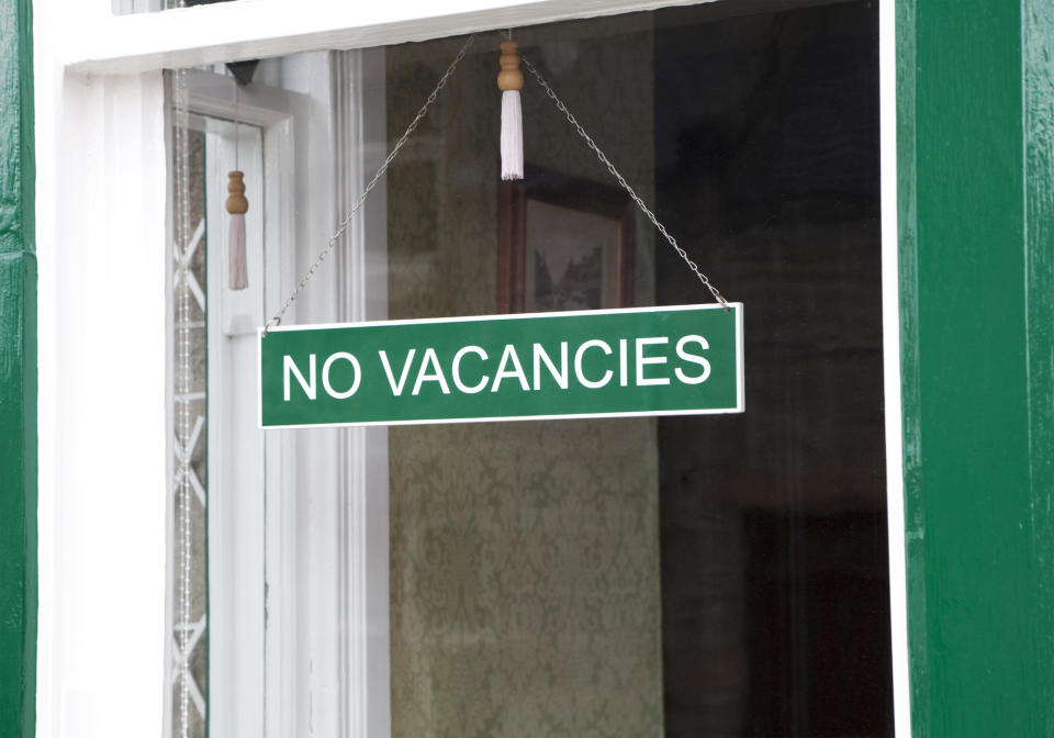 A sign reading "no vacancies"
