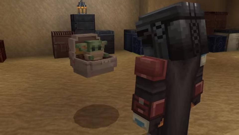 The Mandalorian and Baby Yoda in Minecraft