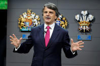 Dr Ralf Speth, Chief Executive Officier of Jaguar Land Rover speaks during a news conference on media day at the Paris auto show, in Paris, France, September 29, 2016. REUTERS/Benoit Tessier