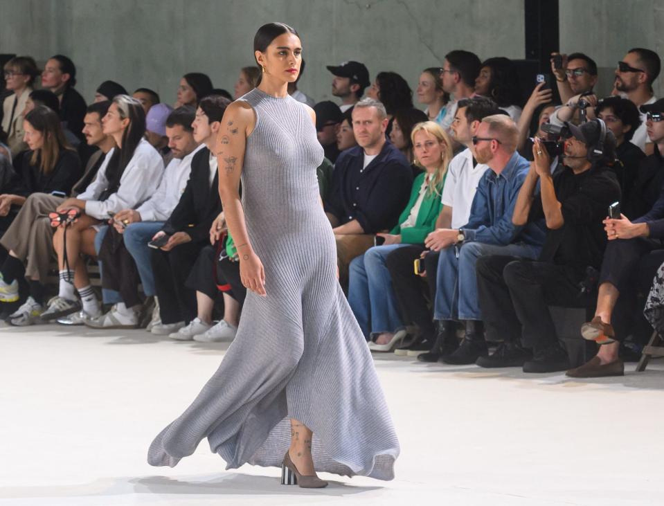 Jill Kortleve walks the runway for Ami Alexandre Mattiussi at Paris Fashion Week in June